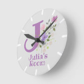 Ronde Horloge de chambre d'enfant avec nom et initiale (Angle)