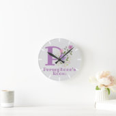 Ronde Horloge de chambre d'enfant avec nom et initiale (Maison)