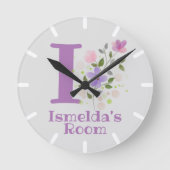 Ronde Horloge de chambre d'enfant avec nom et initiale (Recto)
