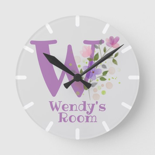 Ronde Horloge de chambre d'enfant avec nom et initiale (Recto)