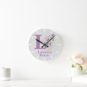 Ronde Horloge de chambre d'enfant avec nom et initiale (Maison)
