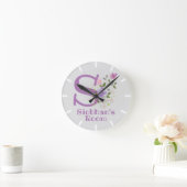 Ronde Horloge de chambre d'enfant avec nom et initiale (Maison)