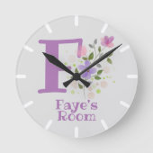 Ronde Horloge de chambre d'enfants avec nom et initiale (Recto)