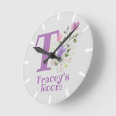 Ronde Horloge de chambre pour enfants avec nom et initia (Angle)