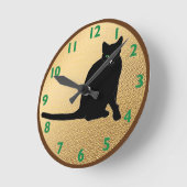 Ronde Horloge de chat noir (Angle)