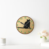Ronde Horloge de chat noir (Maison)