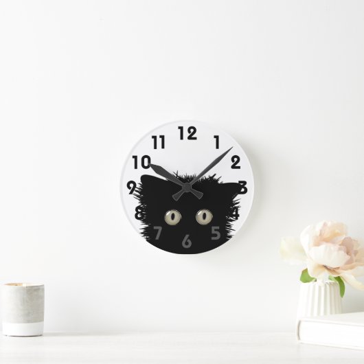 Ronde Horloge de chat noir Yikes (Maison)