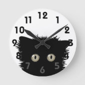 Ronde Horloge de chat noir Yikes (Recto)