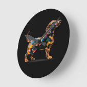 Ronde Horloge de Chien Dachshund, Noir De Néon (Angle)