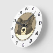 Ronde Horloge de chien Welsh Corgi (Angle)