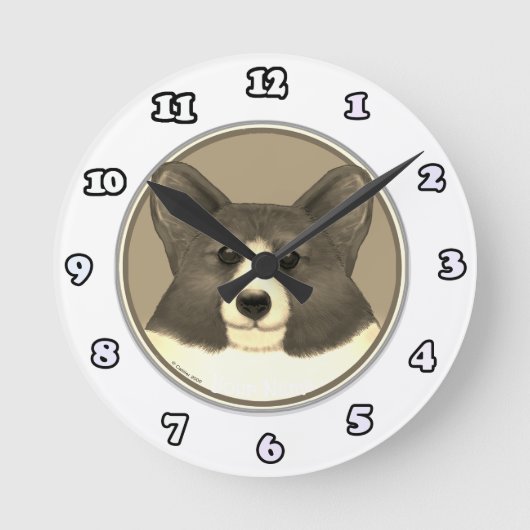Ronde Horloge de chien Welsh Corgi (Recto)