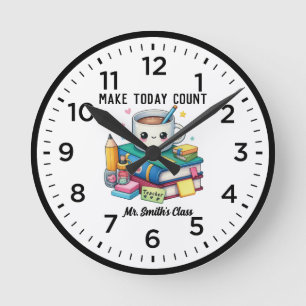 Ronde Horloge de Classe Kawaii 'Faites que Aujourd'hui C