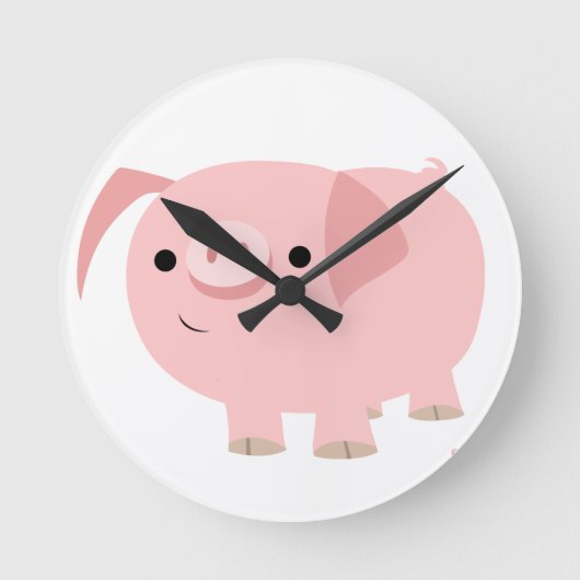 Ronde Horloge de cochon de dessin mignon (Recto)