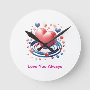 Ronde Horloge de coeur d'aquarelle - Unique Personali