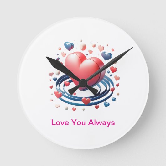 Ronde Horloge de coeur d'aquarelle - Unique Personali (Recto)