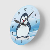 Ronde Horloge de conception de petit pingouin (Angle)