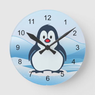 Ronde Horloge de conception de petit pingouin