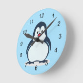 Ronde Horloge de conception de petit pingouin (Angle)