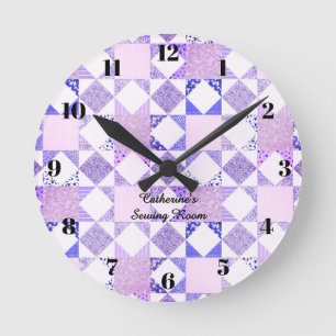 Ronde Horloge de couture à matelassage violet décoration
