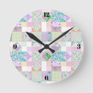 Ronde Horloge de couture de patchwork coloré pour la déc