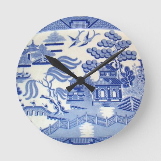 Ronde Horloge de cuisine bleu Willow (Recto)