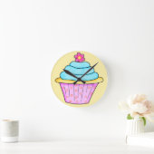 Ronde Horloge de cupcake rose et turquoise (Maison)