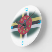 Ronde Horloge de drapeau de la Dominique (Angle)