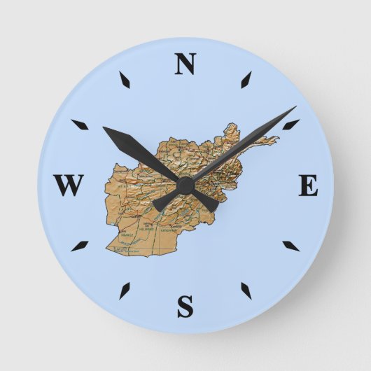 Ronde Horloge de la carte Afghanistan (Recto)