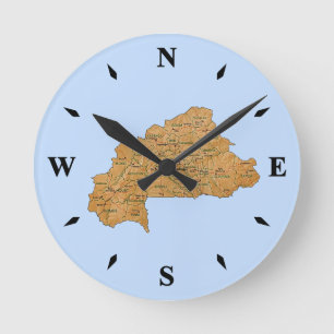 Ronde Horloge de la carte du Burkina Faso