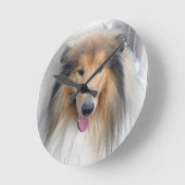 Ronde Horloge de la lassie de chien de chiot (Angle)
