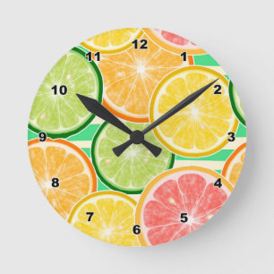 Ronde Horloge de la paroi acrylique des fruits d'agrumes