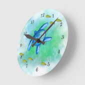 Ronde Horloge de la tortue marine aquarelle (Angle)