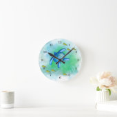 Ronde Horloge de la tortue marine aquarelle (Maison)