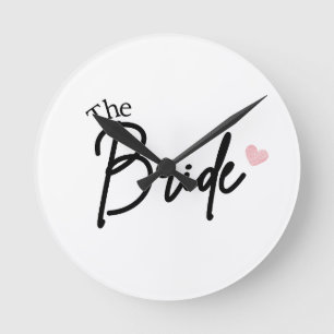 Ronde Horloge de mariage minimaliste noir et blanc
