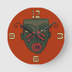 Ronde Horloge de masque de Tiki