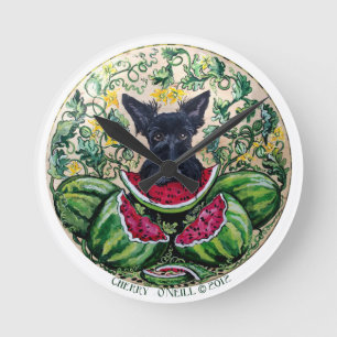 Ronde Horloge de melon de Terrier d'écossais