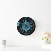 Ronde Horloge de minuit bleu clair (Maison)