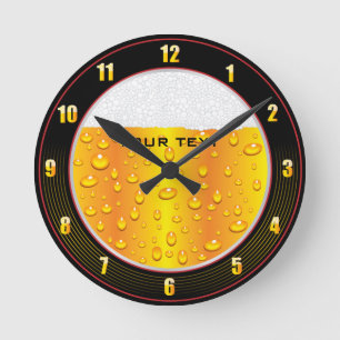 Ronde Horloge de mur de verre de bière