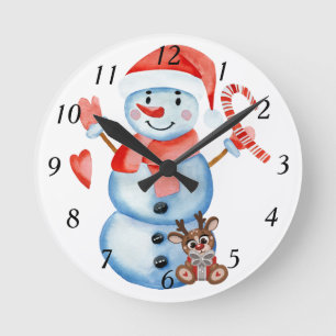 Ronde Horloge de Noël bonhomme de neige