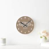 Ronde Horloge de papillon inspirée par Burlap (Maison)
