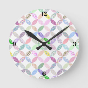 Ronde Horloge de quilting pastel décoration minimaliste 