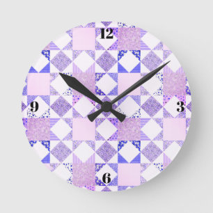 Ronde Horloge de quilting violet décoration minimaliste 