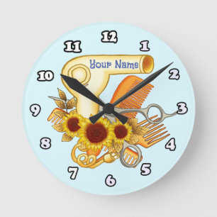 Ronde Horloge de salon de beauté Sunflower Beauty Parlor