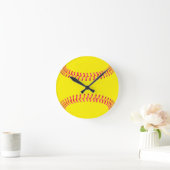 Ronde Horloge de softball personnalisée (Maison)