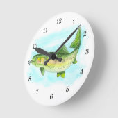 Ronde Horloge de truite d'aquarelle (Angle)