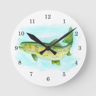 Ronde Horloge de truite d'aquarelle