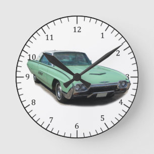 Ronde horloge de voiture classique verte 1963