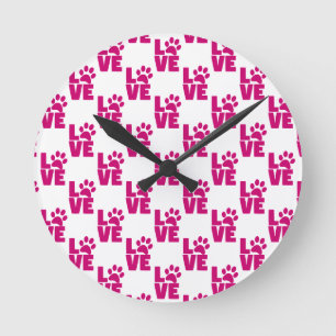 Ronde Horloge Décorative Amoureux des Animaux Mignons po