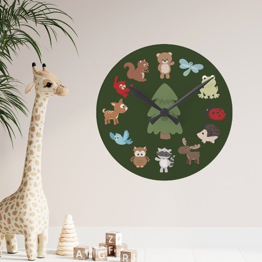 Ronde Horloge des bois d'animaux mignons