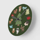 Ronde Horloge des bois d'animaux mignons (Angle)